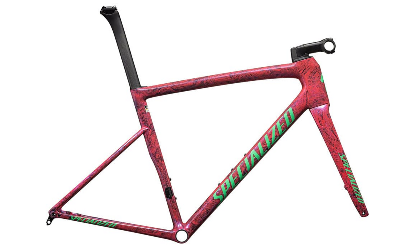 Specialized Tarmac SL8 Frameset - Gloss Carbon/Metallic Vivid Pink Strata/Electric Green (58)