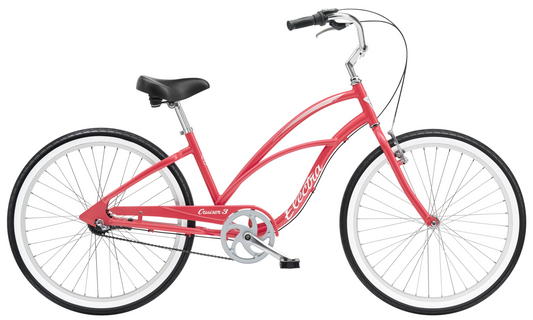 Electra Cruiser 3i Step Thru - Hibiscus 26" Cruiser Bike - Side View