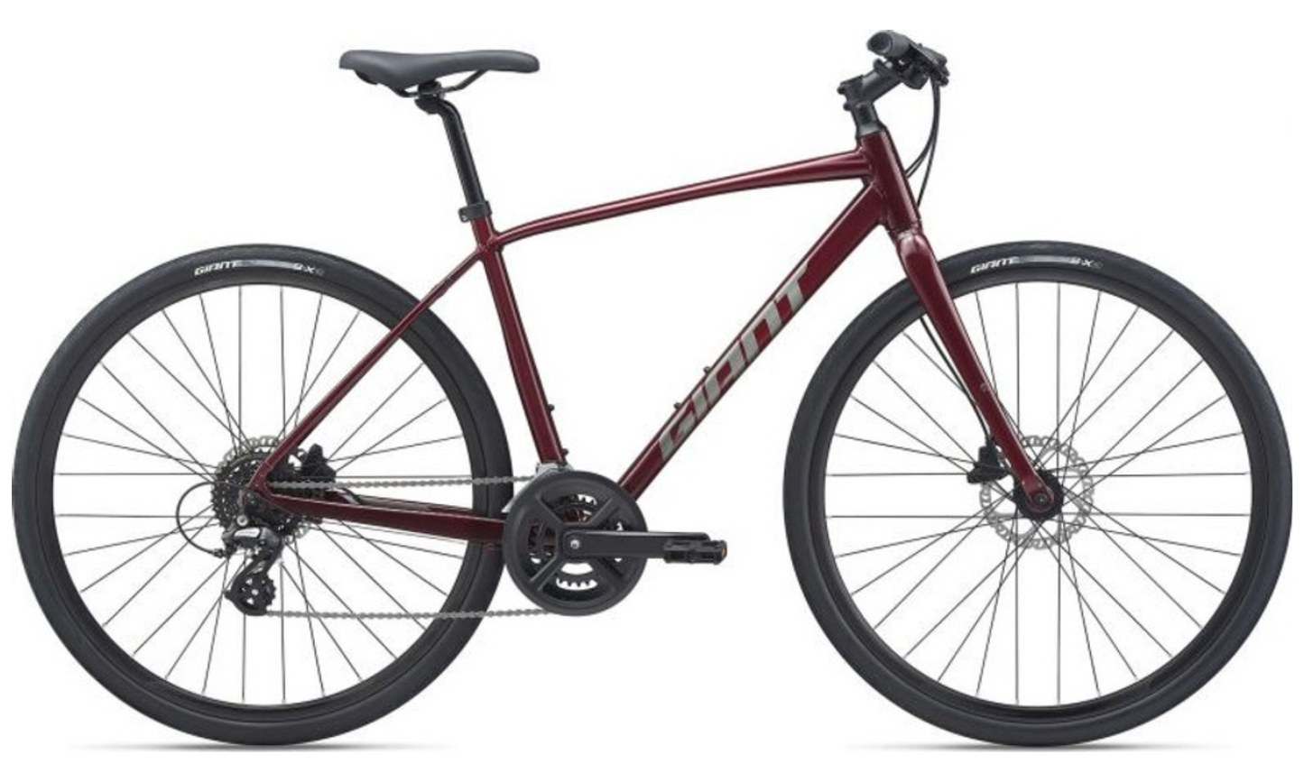 Giant Escape 2 Disc - Garnet (S) Hybrid Bike - Side View