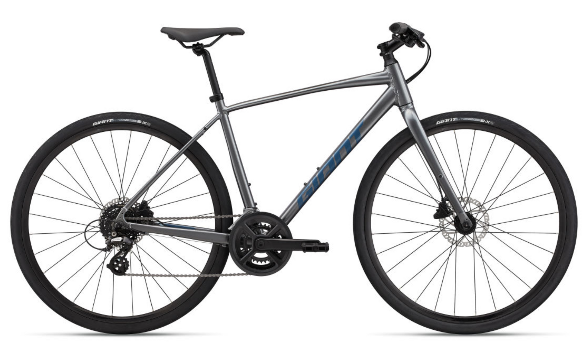 2022 Giant Escape 2 Disc - Charcoal (L) Hybrid Bike - Side View